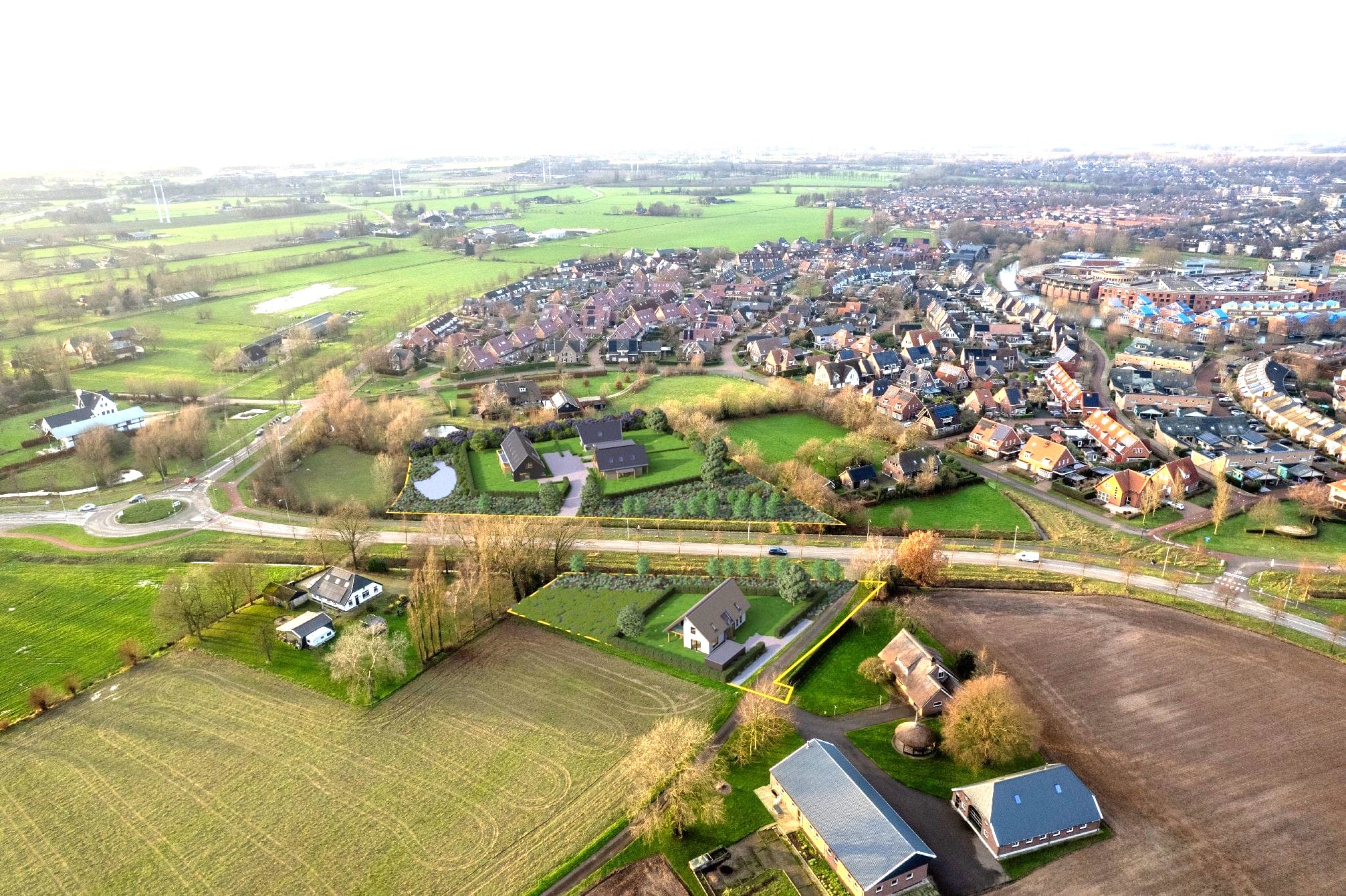 Luchtfoto van het nieuwbouwproject in de Kilderseweg 39 in Doetinchem